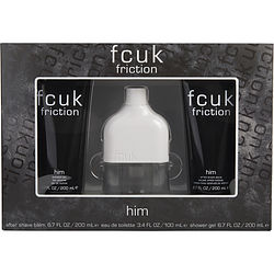Fcuk Friction By French Connection Edt Spray 3.4 Oz & Aftershave Balm 6.7 Oz & Shower Gel