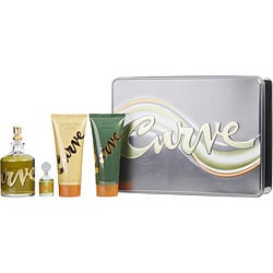Curve By Liz Claiborne Cologne Spray 4.2 Oz & Cologne 0.25 Oz Mini & Aftershave Balm 3.4 Oz & Shower Gel