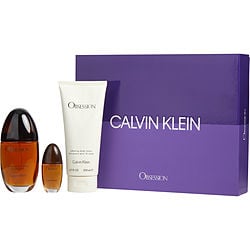 Obsession By Calvin Klein Eau De Parfum Spray 3.4 Oz & Body Lotion 6.7 Oz & Eau De Parfum Spray 0.5 O