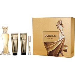 Paris Hilton Gold Rush By Paris Hilton Eau De Parfum Spray 3.4 Oz & Body Lotion 3 Oz & Shower Gel 3 Oz & Eau De Parfum Rollerball 0.20 O