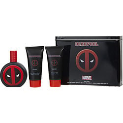 Deadpool Dark By Marvel Edt Spray 3.4 Oz & Shower Gel 3.4 Oz & Aftershave Balm