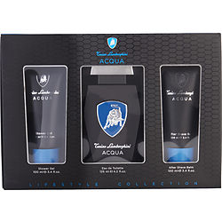 Lamborghini Acqua By Tonino Lamborghini Edt Spray 4.2 Oz & Aftershave Balm 3.4 Oz & Shower Gel