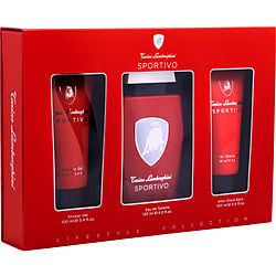 Lamborghini Sportivo By Tonino Lamborghini Edt Spray 4.2 Oz & Aftershave Balm 3.4 Oz & Shower Gel