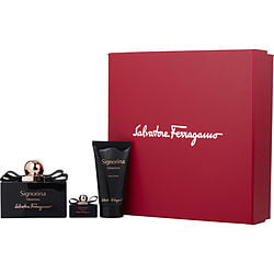 Signorina Misteriosa By Salvatore Ferragamo Eau De Parfum Spray 3.4 Oz & Body Lotion 1.7 Oz & Eau De Parfum 0.17 O