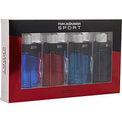 Aubusson Variety By Aubusson 4 Piece Mens Mini Variety With Sport Blue & Sport Red & Sport Aqua & Sport Black & All Are Edt Spray